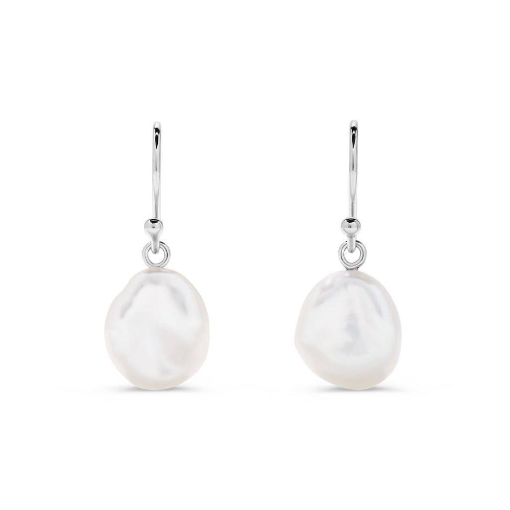 .925 Sterling Silver AAA 11.0-12.0mm White Freshwater Cultured Keshi Pearl 1″…