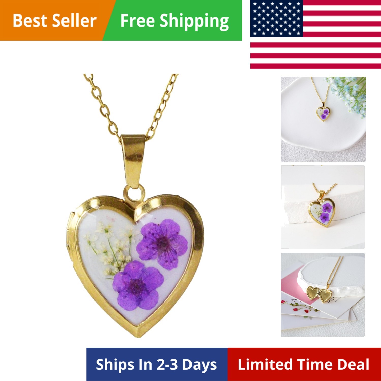 Heart Locket Necklace That Holds Pictures Pressed Flower Photo Locket Pendant…