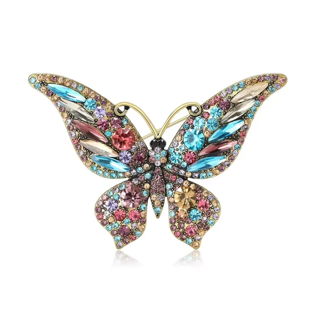 Luxury Crystal Butterfly Brooch Pin Sparkly Rhinestone Statement Jewelry Gift