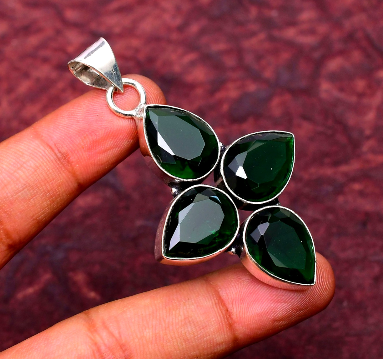 Chrome Diopside Gemstone 925 sterling silver Handmade jewelry Pendant 2.28″