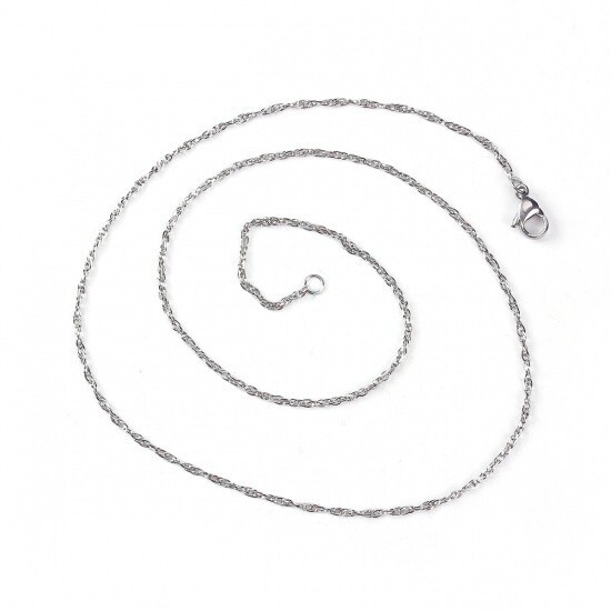 Stainless Steel Braided Rope Chain Silver Tone 51 cm(20 1/8 in) long, 1.5mm