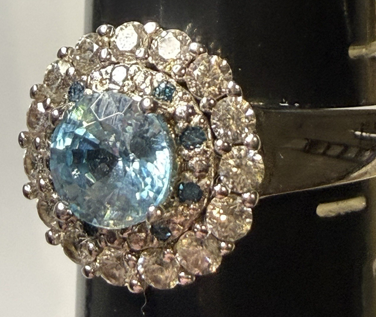 BBJ Bangkok Ratnaraj JTV 925 Sterling Silver Light Blue Aquamarine Ring SZ 6 3/4
