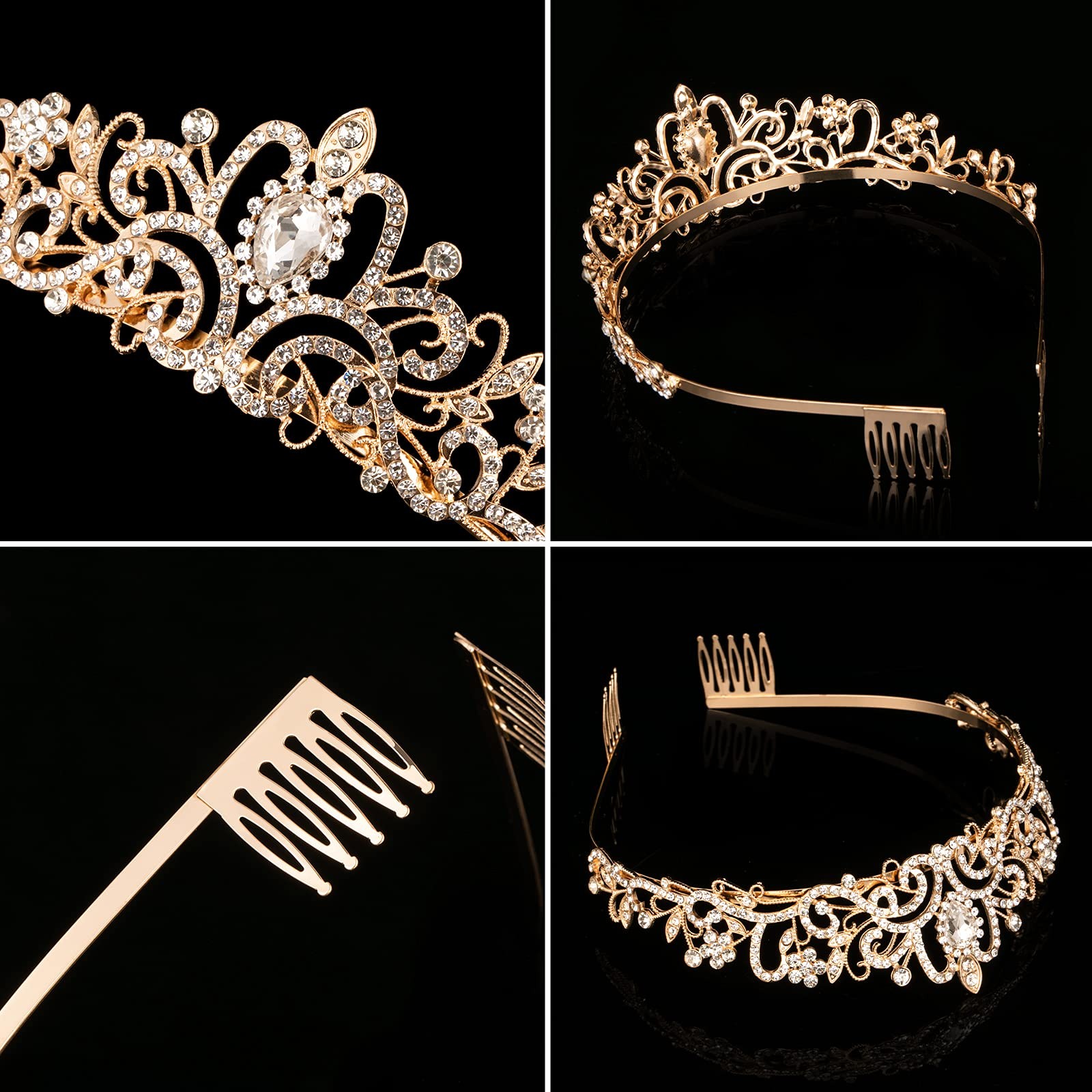 Gold Crystal Crowns Tiara for Women, Girls Elegant 1Pcs, Crown 1PCS