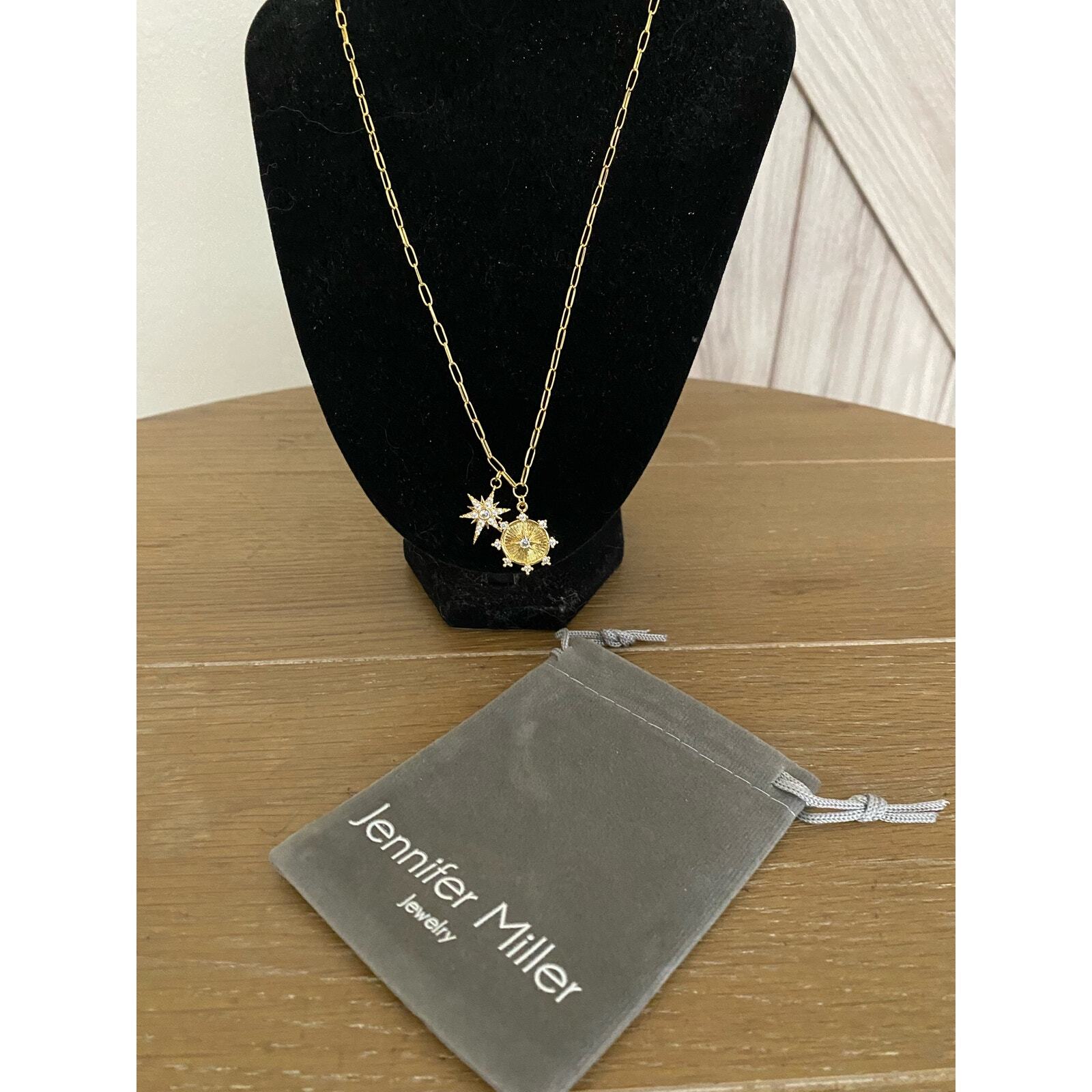 NEW Jennifer Miller Starburst charm necklace 14K gold plated paper clip chain