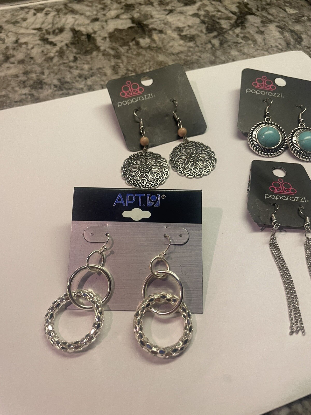 Lot Of 3 Paparazzi 1 Apt 9 NWT Earrings Pierced Dangle Silver Tone