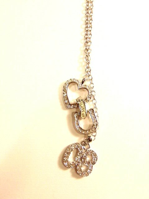 pre-owned silver colored necklace with white crystals “Class of 08”