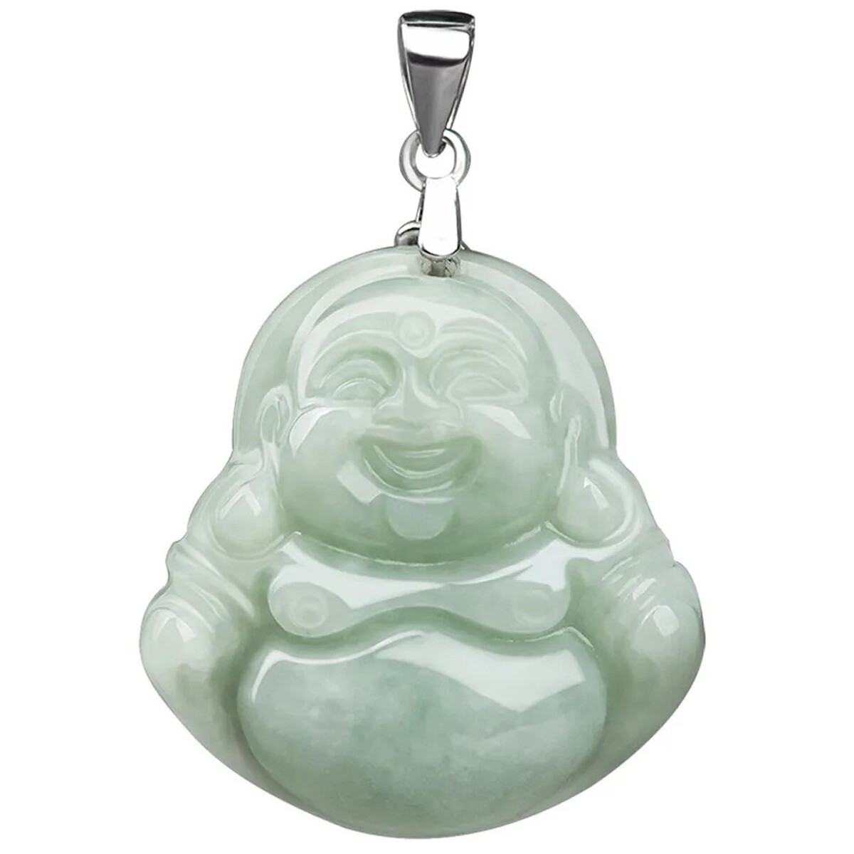 Grade A Natural Jadeite Green Jade Handcarve Maitreya Buddha Pendant Necklace