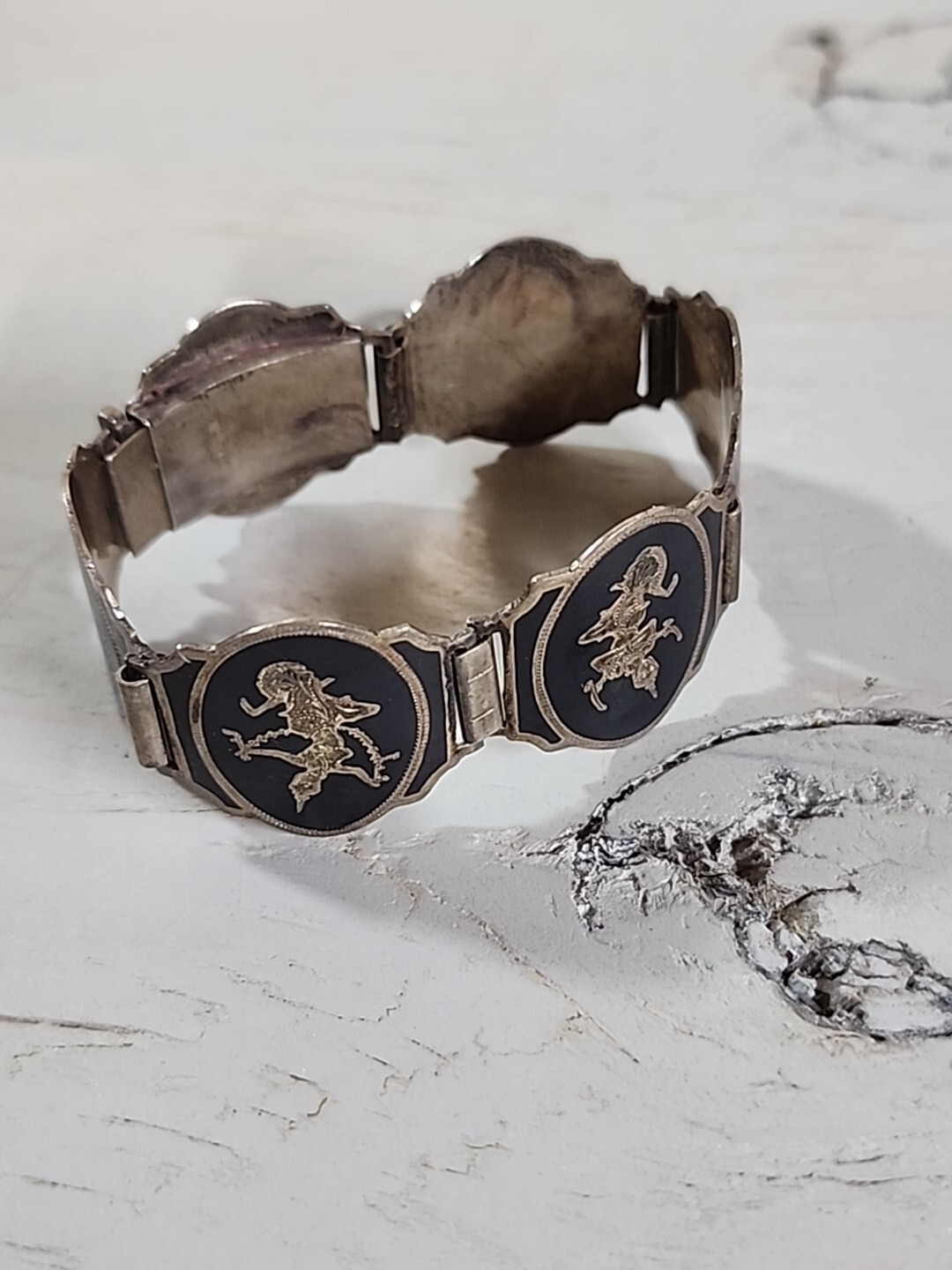 BEAUTIFUL VINTAGE NIELLO SIAM STERLING SILVER BRACELET 30G 7″ Mother’s Day Gift