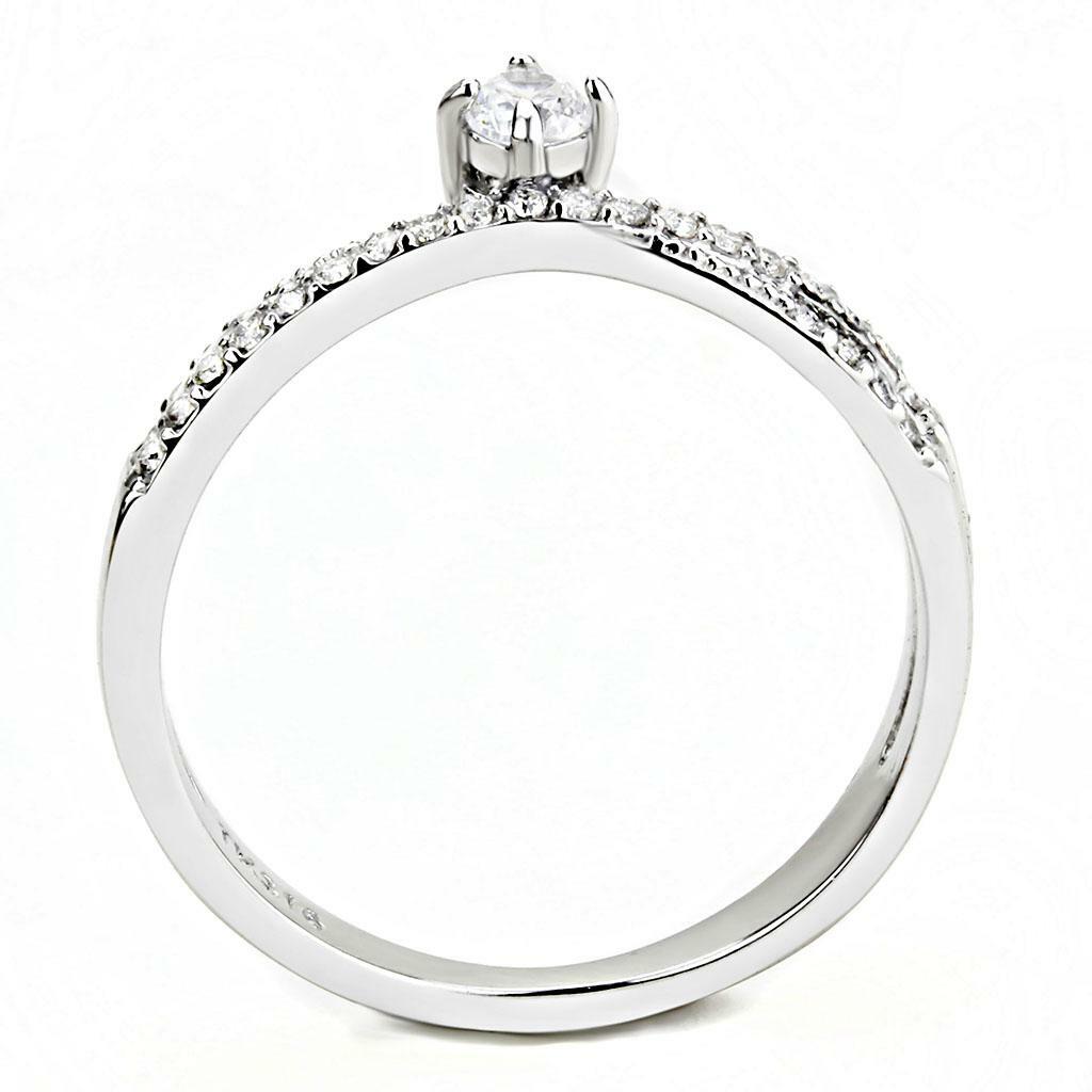 DA153 – High polished (no plating) Stainless Steel Ring with AAA Grade CZ in