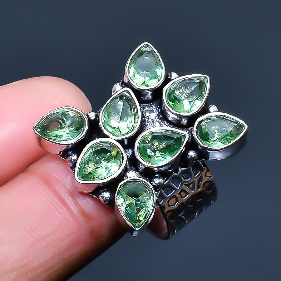 Tsavorite Handmade 925 Sterling Silver Jewelry Ring US Size 8.5 b760