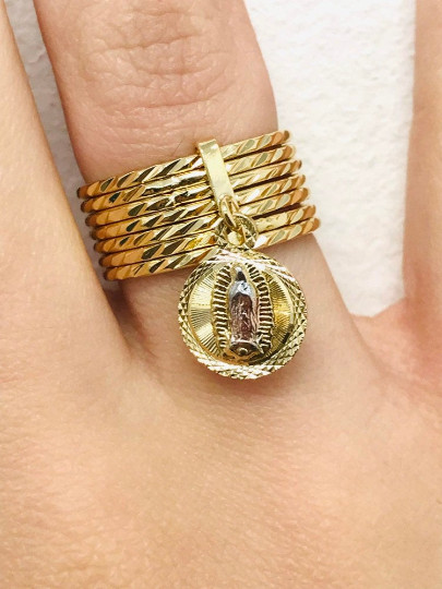 14k GF Virgen Guadalupe 7 Days Semanario Women´s Ring Size 7-10,Anillo Semanario