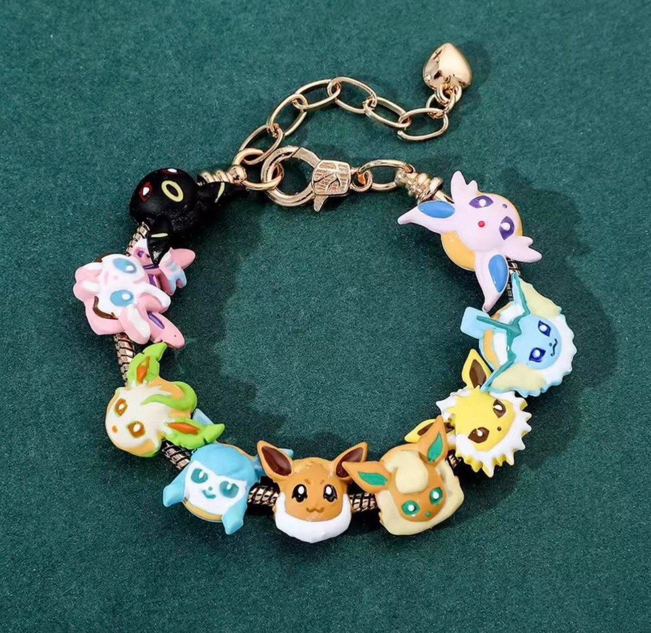 Pokemon Eevee Bracelet Eveelutions Charm Braclet Chain Adjustable Size