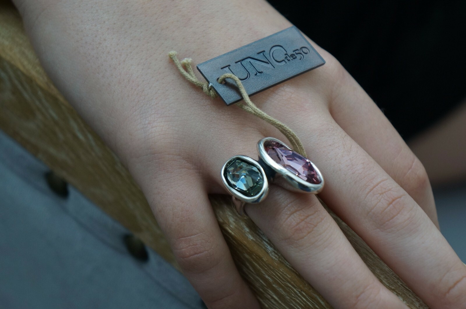 NEW UNO de 50 Pink Grey Elements Crystal YES YES Silver Ring 6 8.5 9 S M L XL