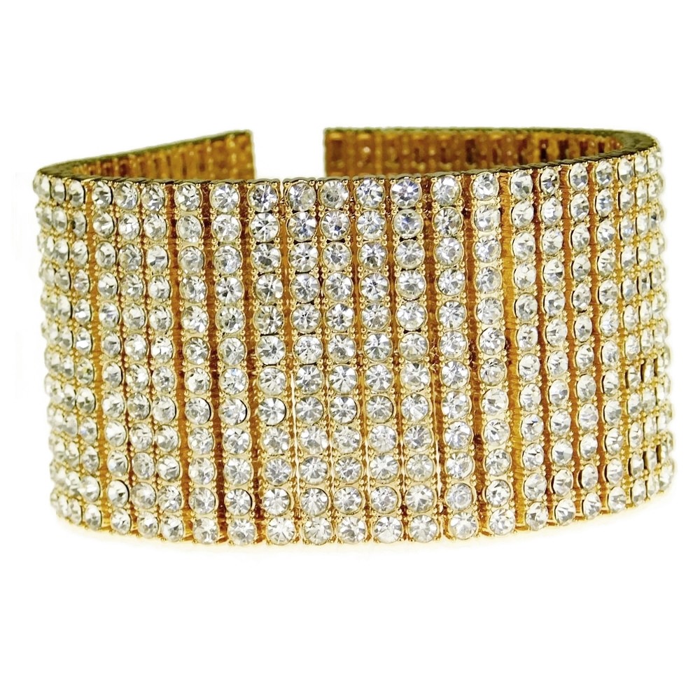 14K Gold Plated Hip Hop Bracelet 12 Row Iced Bling Out CZ Heavy Pharaoh 9.25″