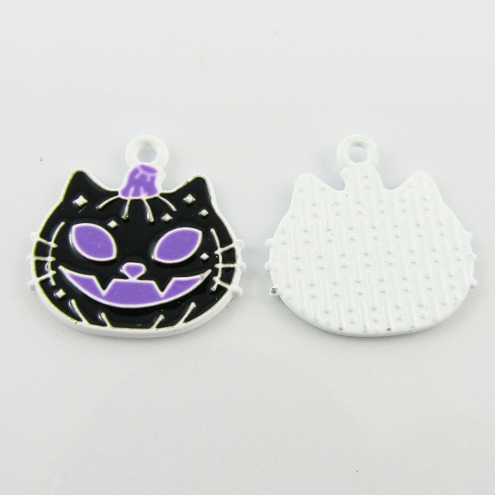 Bulk 10pce Enamel Jack-o-lantern Cat Charm Pendant Halloween 20x20mm