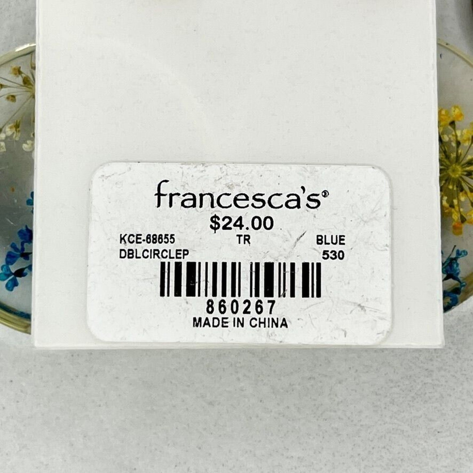 Francesca’s Gold Tone Pressed Flowers Dangle Post Earrings Pierced Pair