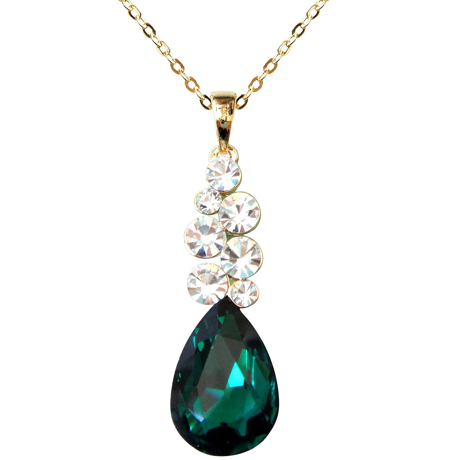 18k Gold Plated Clear Crystal Green Pear-shaped Zirconia Az6020p Pendant Neck…