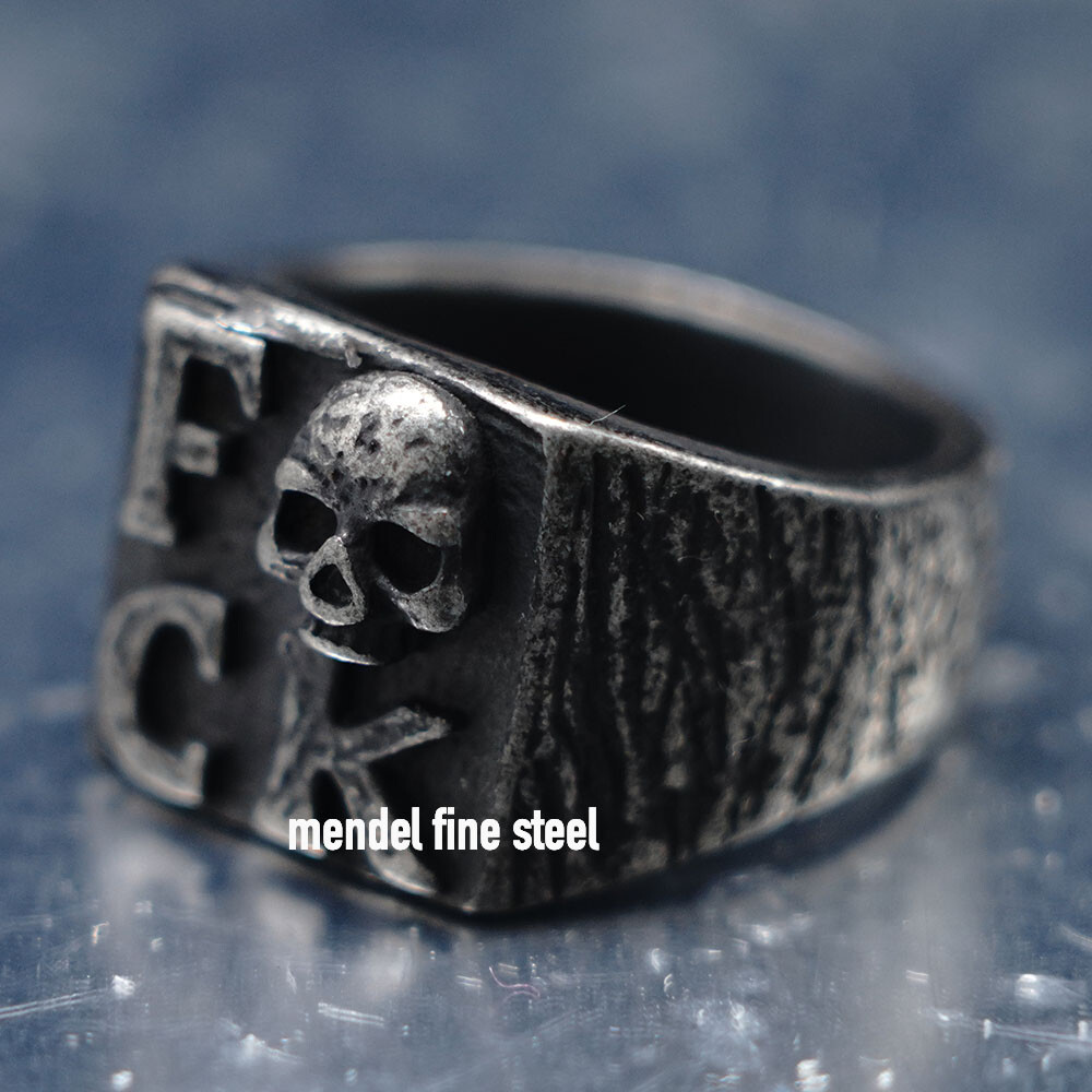 MENDEL Mens Gothic Black Punk Biker Skull Square Ring Stainless Steel Size 7-15