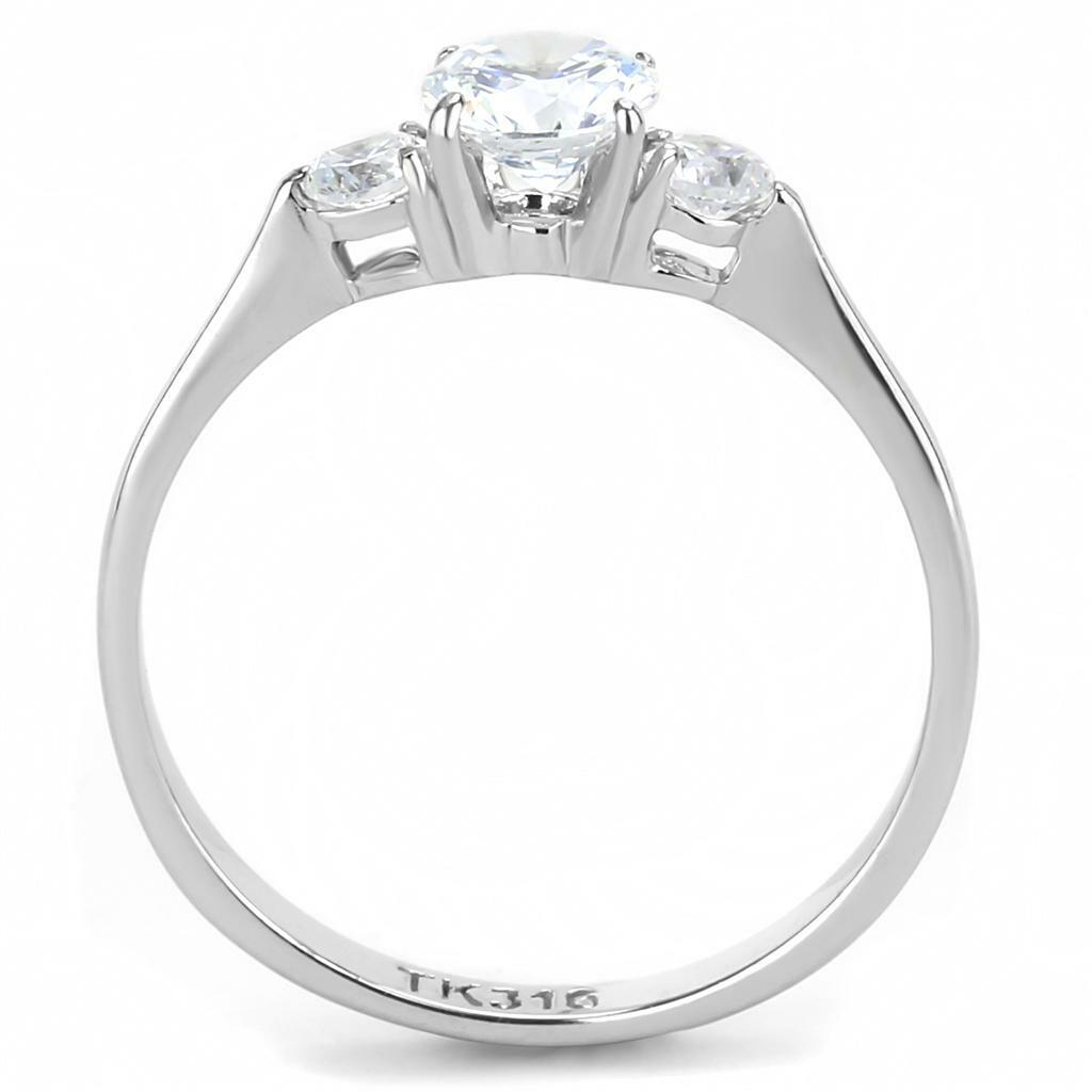 TK3431 – High polished (no plating) Stainless Steel Ring with AAA Grade CZ in