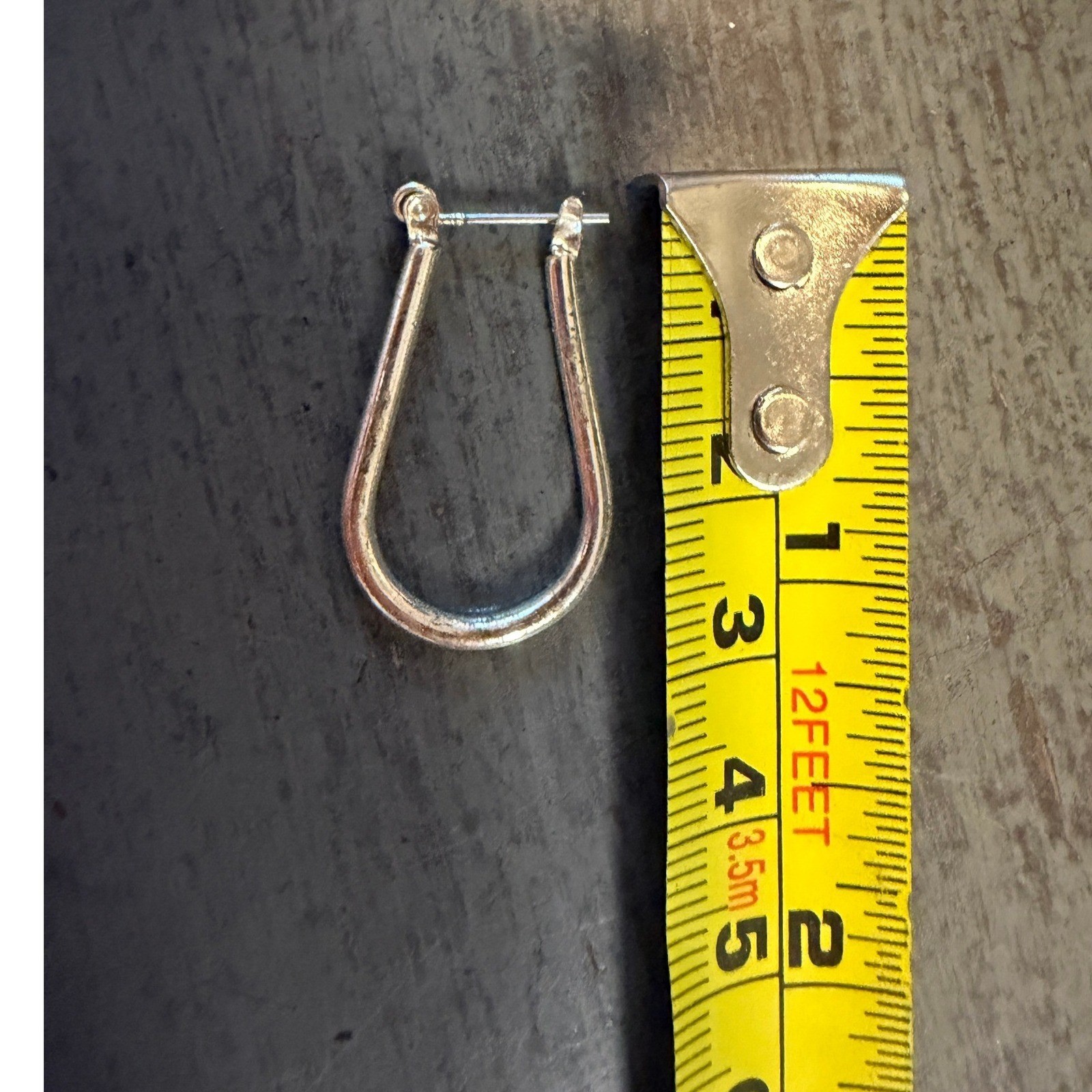 vintage Silver U Shape Hoop Earrings Minimalist Elongated Drop Geometric Hoops