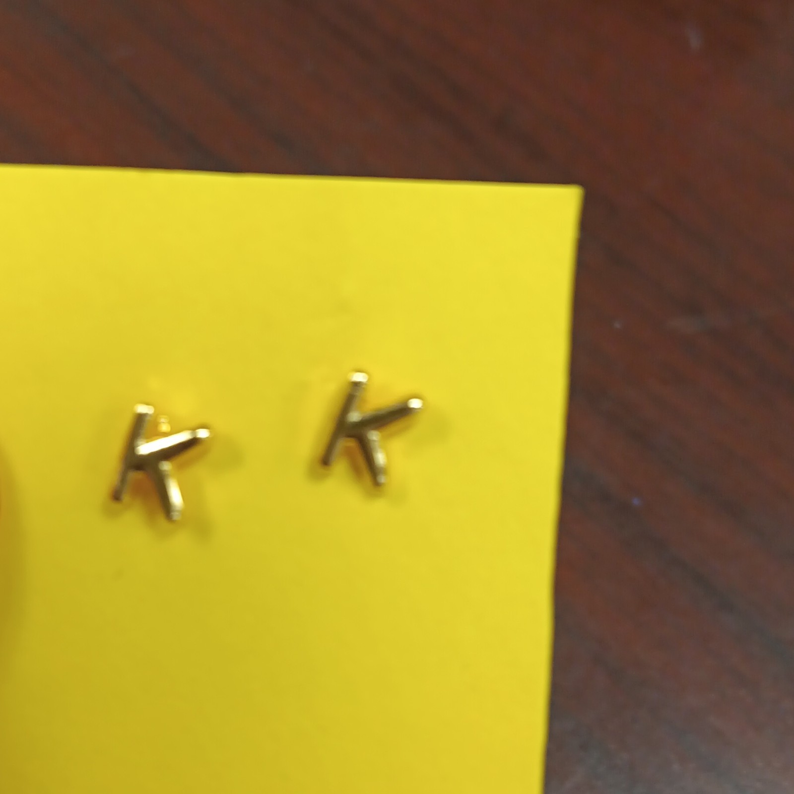 MUMREUES Gold Tone Letter K Stud Earrings Butterfly Back No Stone