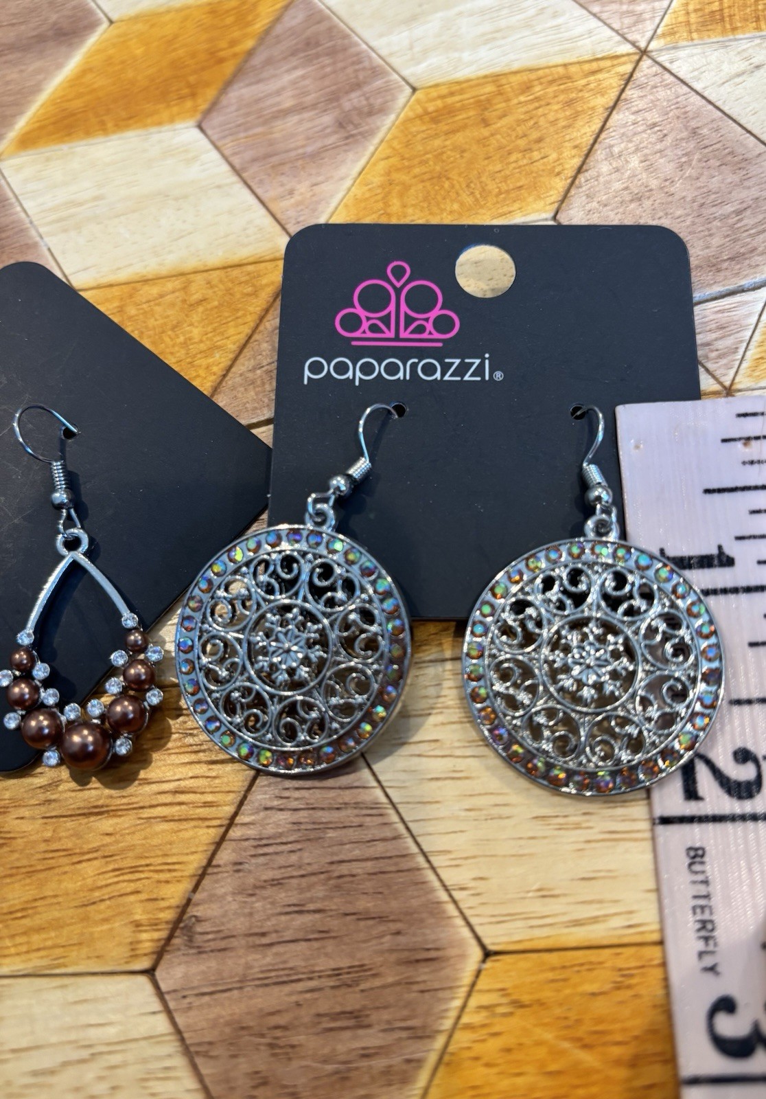 2 Pair New Paparazzi Iridescent Dangle Earrings Bollywood Ballroom & Fancy First