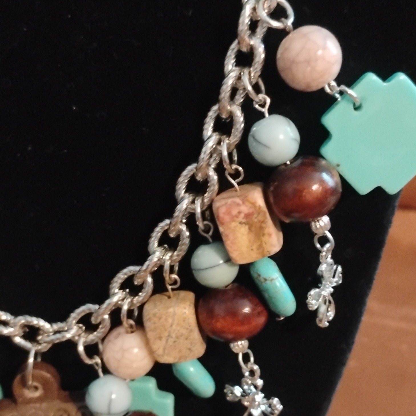 DaVinci Turquoise Cross Necklace & Dangle Earrings Jewelry Set Nickel-Free