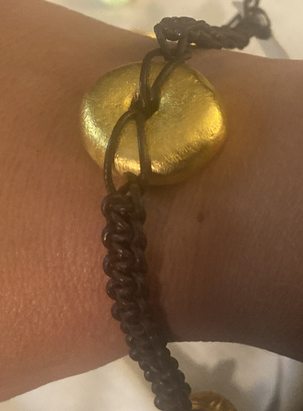 Linda Levinson Designs Leather Bracelet W/ Large Gold Charm NWT