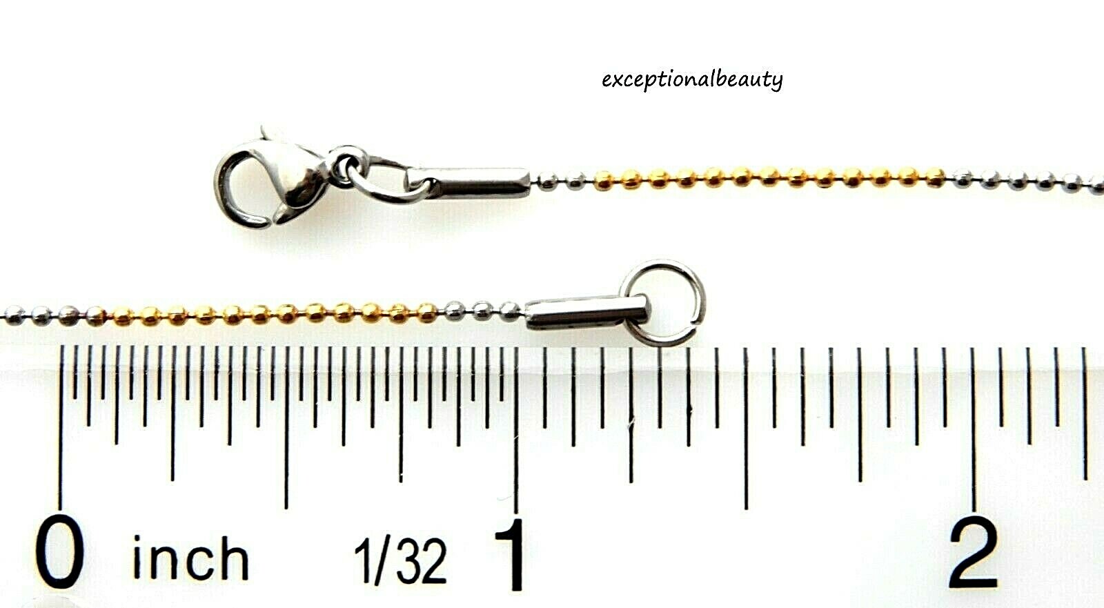 316 Grade Quality Stainless Steel & Gold Two Tone 20 Inches Ball Chain Necklace