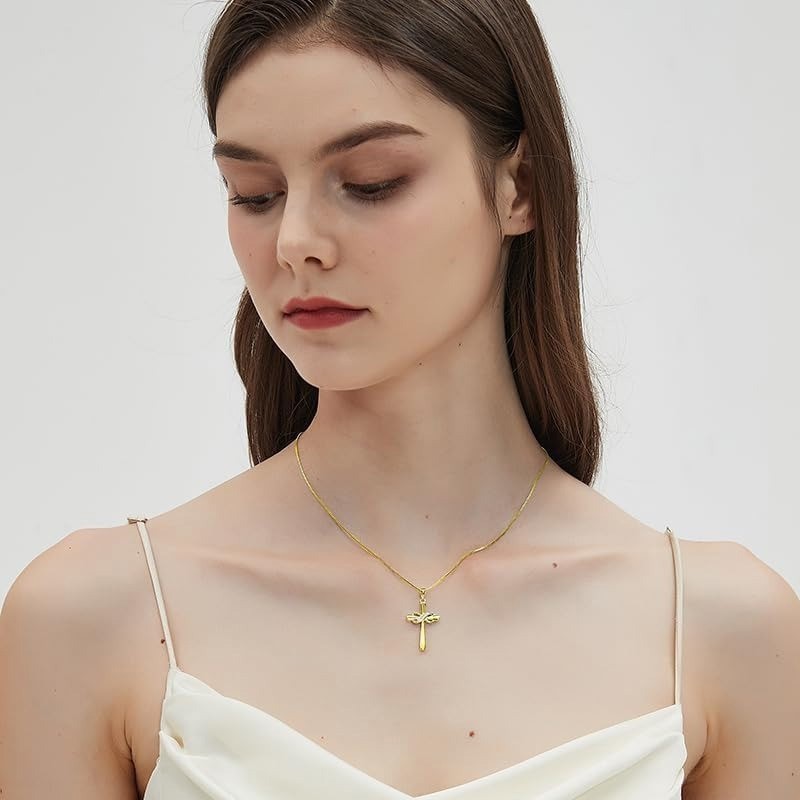 Sterling Silver Infinity Cross Necklace Adjustable Religious Jewelry Gift Women