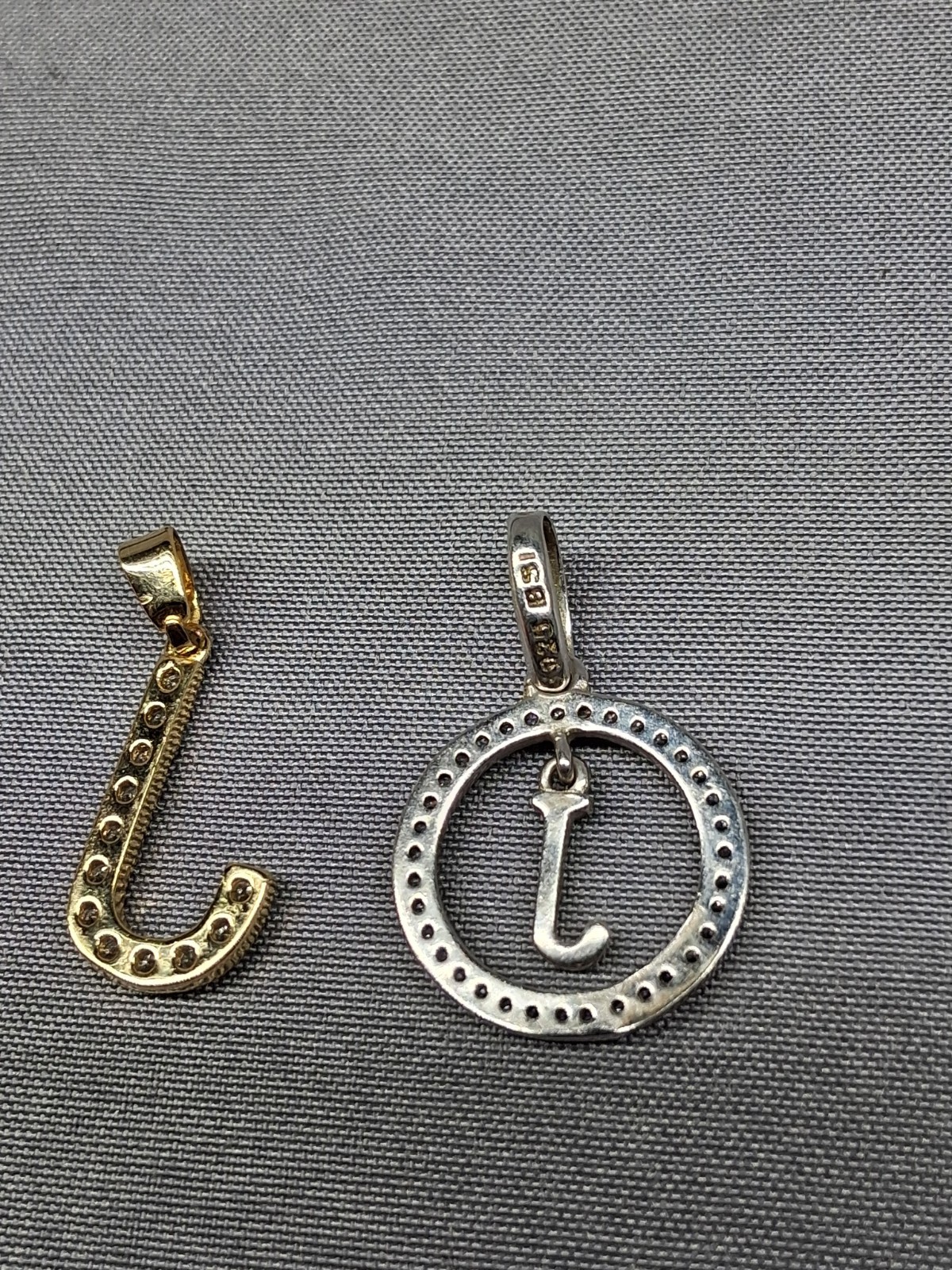 BSI 925 Sterling Silver Letter Iniital “J” W/Clear CZ’s Pendant Lot Of 2
