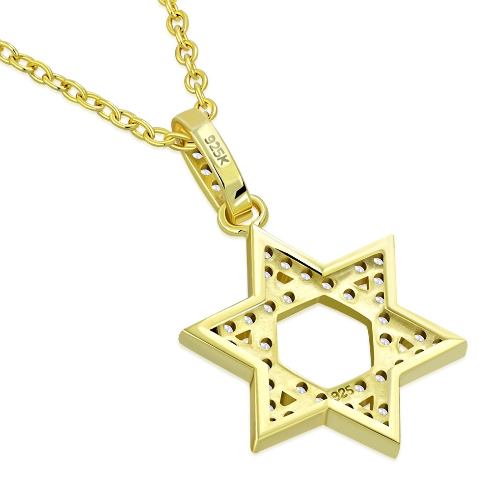 925 Sterling Silver Classic Jewish Star of David CZ Pendant Necklace