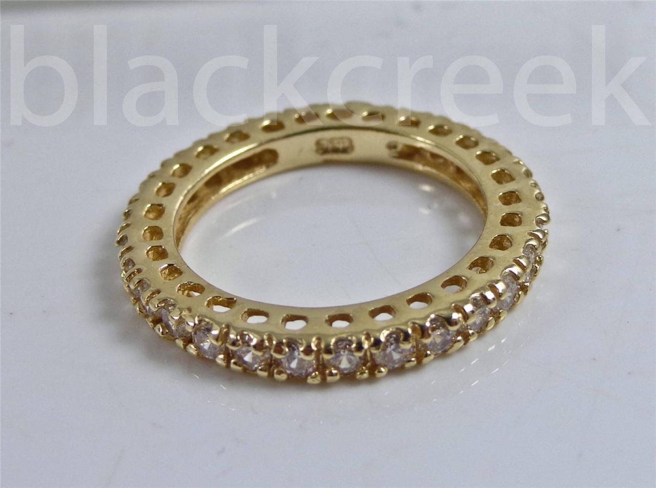 White C.Z.~ Eternity~Yellow Gold Plated sterling silver~Ring/Band ~Size 6 to 10