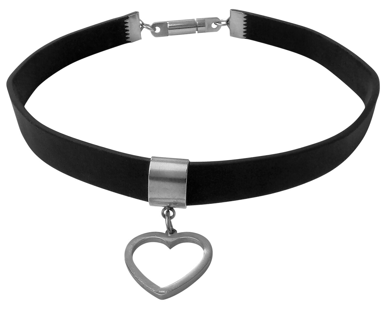 13.5 ” Locking Leather Heart Pendent Choker – Cuffstore