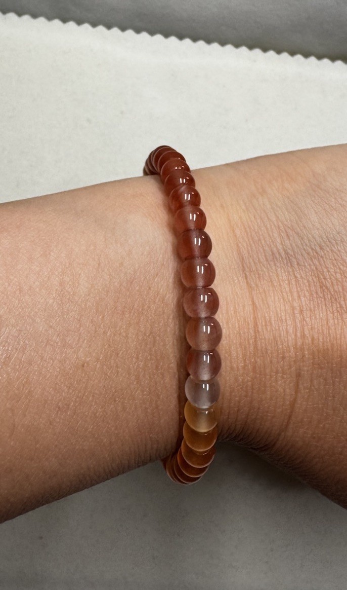 AAA 5.5mm straight cut ice beads nanhong agate Bracelet new in box 7” freeship