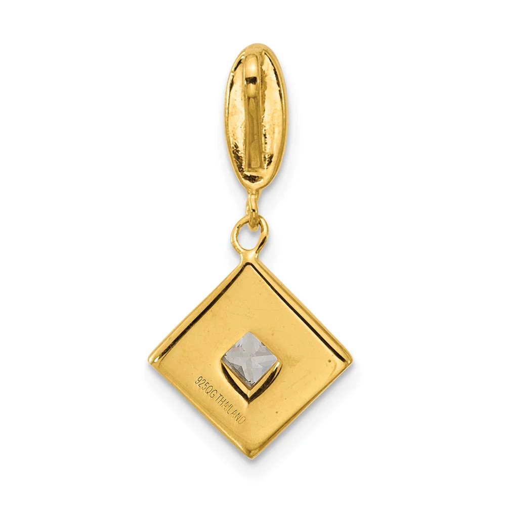 Sterling Silver Gold-Plated CZ Enamel Pendant