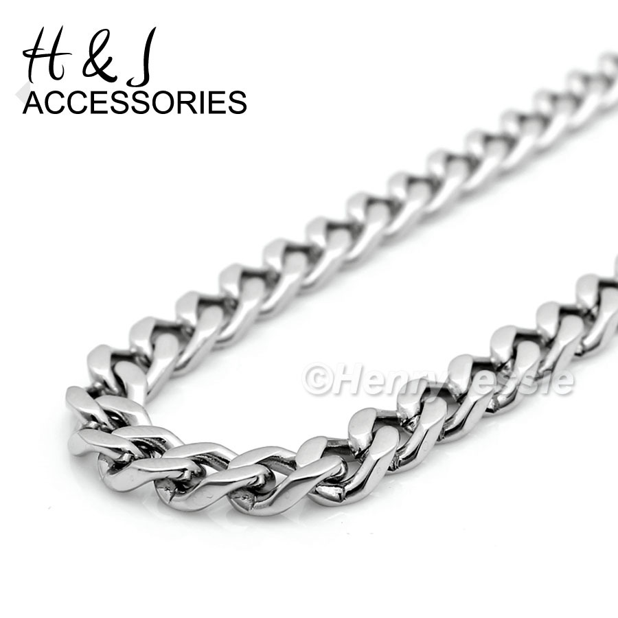 24″MEN Stainless Steel 5mm Silver Cuban Curb Link Chain Skull Head Pendant*P84