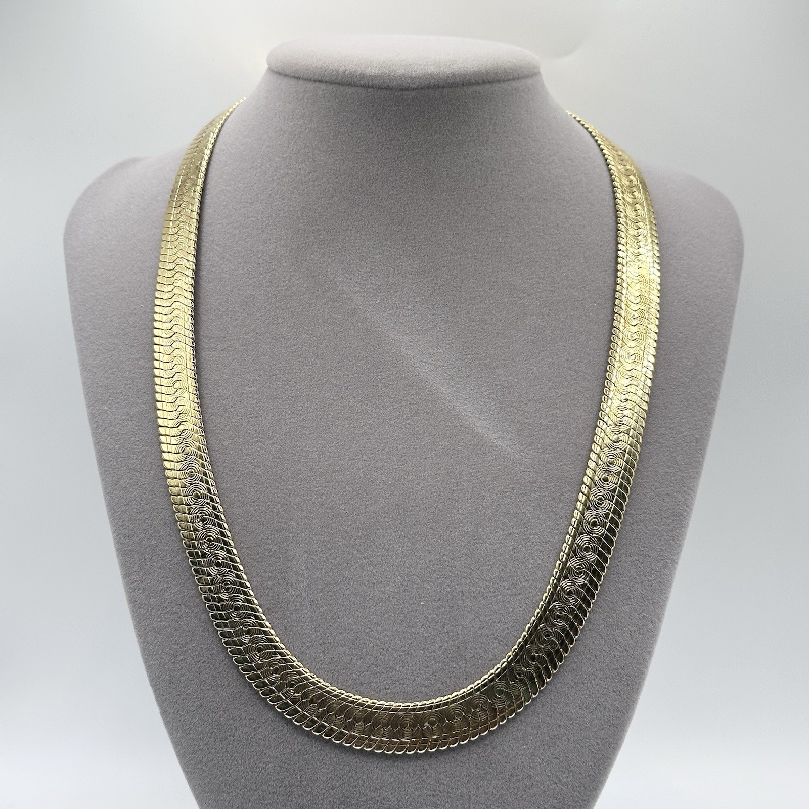 Gold Plated Herringbone Chain Necklace Flat Snake Statement Chain Men Women 20”