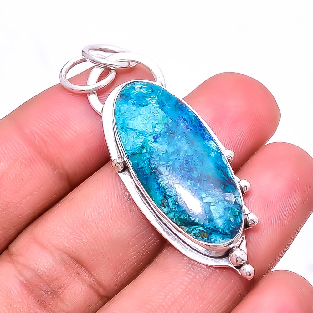 Shattuckite – Arizona Designer Handmade 925 Sterling Silver Pendant 1.95″ P20