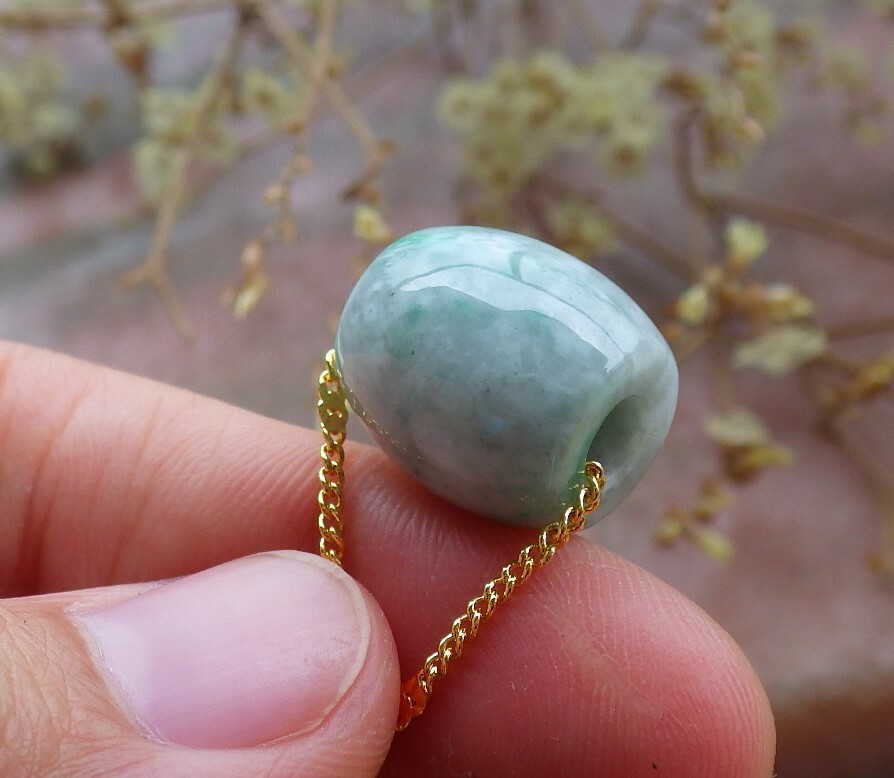1 Piece Green 100% Natural A JADE JADEITE PENDANT Circle Donut Bead 路路通 3106
