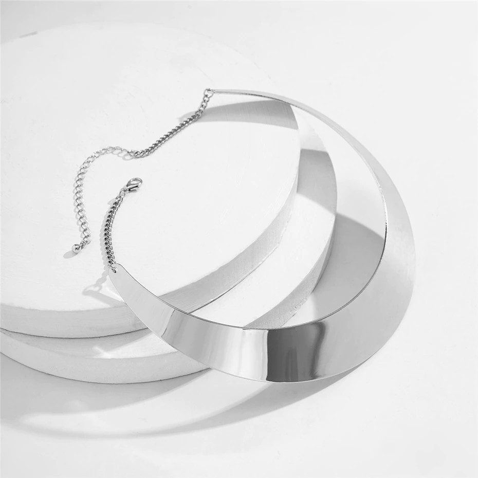 Chunky Collar Choker Wide Statement Necklace Fashion Jewelry