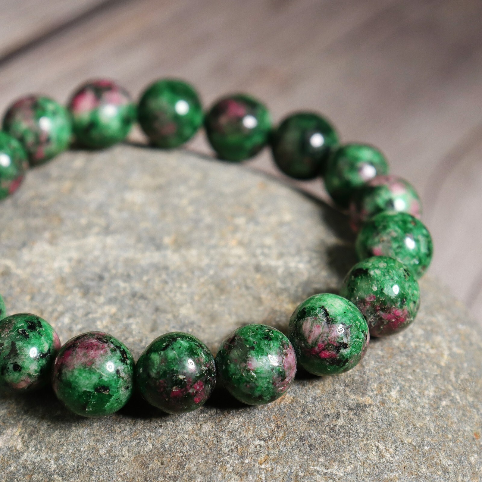 Natural Gemstone Ruby in Zoisite 8mm Beaded Healing Chakra Yoga Bracelet Gift