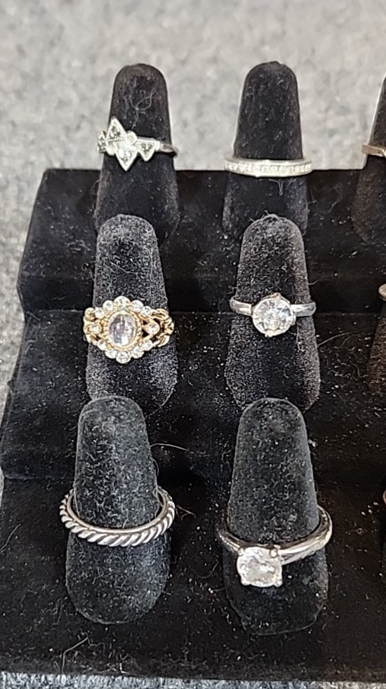 Jewelry 18 Silver Tone French Theme Rings Adjusts Sized #261 See Description