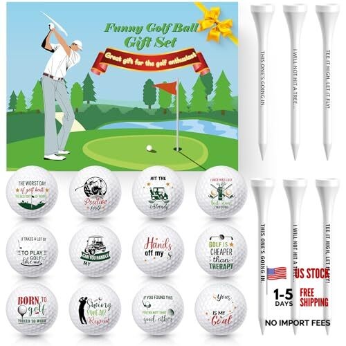 19 Pcs Funny Golf Balls Set for Kids Adults Includes 12 White Humor Saying