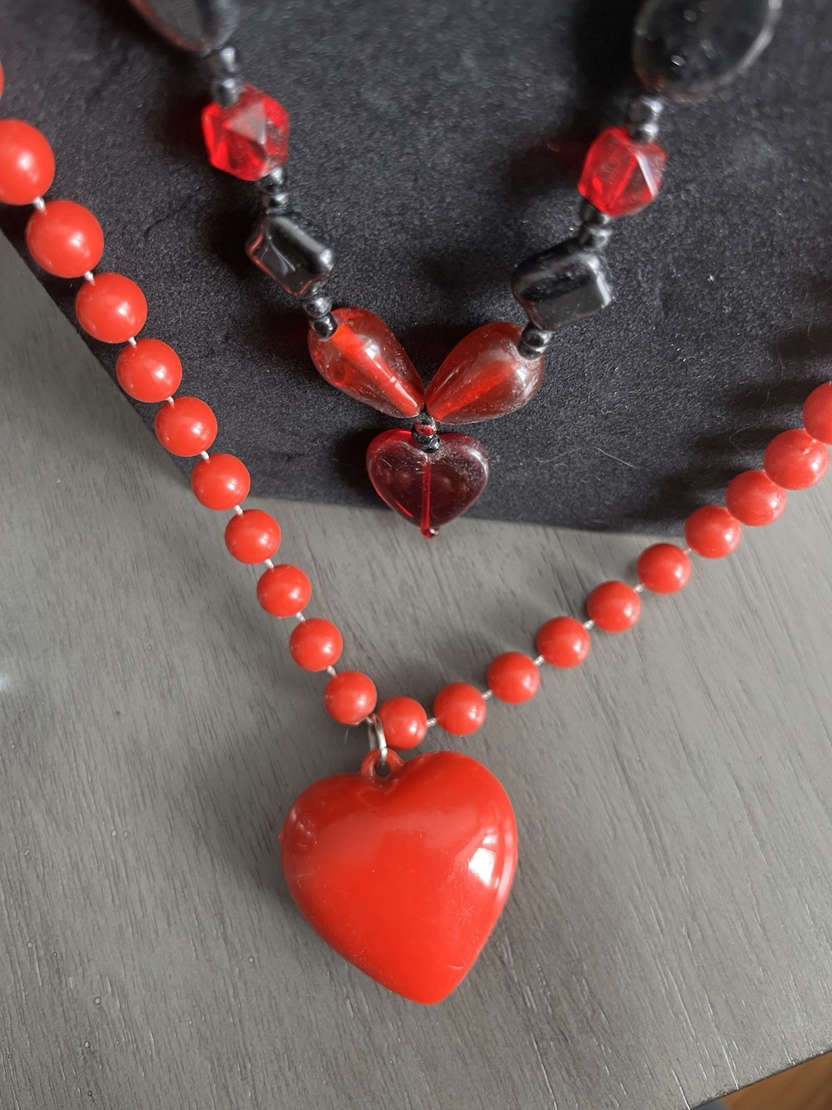Heart Necklace Lot Glass mixed material Red Black Pink Jewelry Valentine