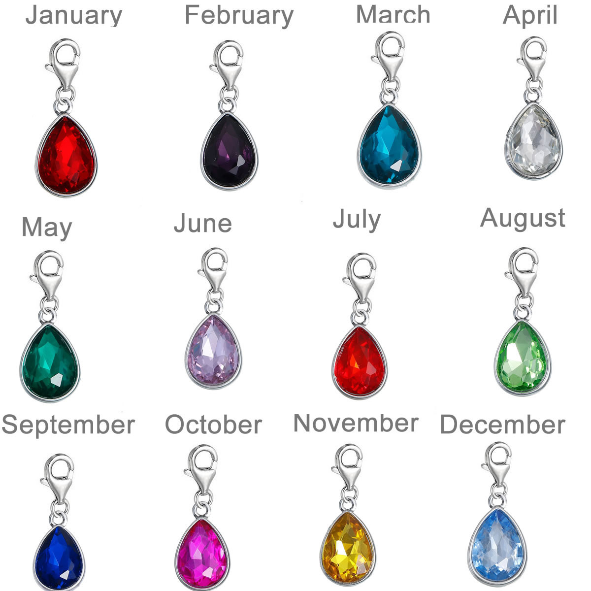 Sexy Sparkles Clip on November Birthstone Dangling lobster clasp charms for brac