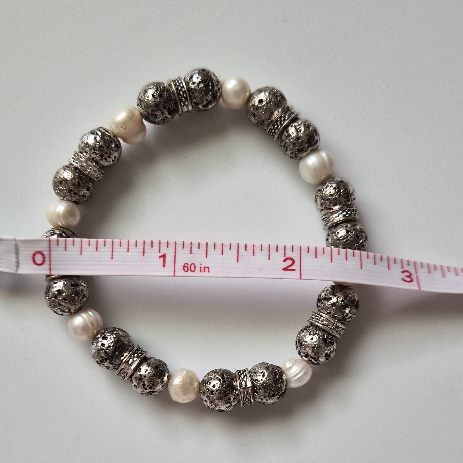 Lot of 3 Silver Tone Black/White Beaded Stretch Bracelets w/Cancer Zodiac Charm