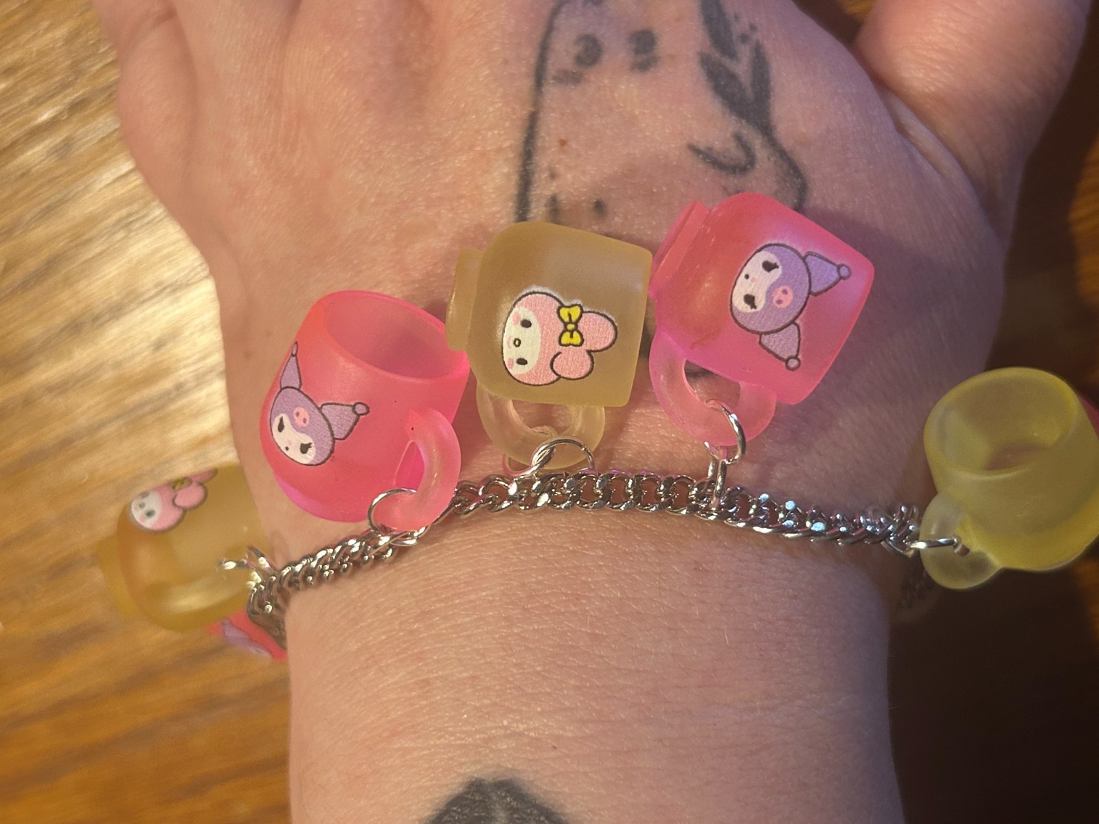 Handmade Sanrio Inspired Tiny Cup Yellow and Pink Bracelet