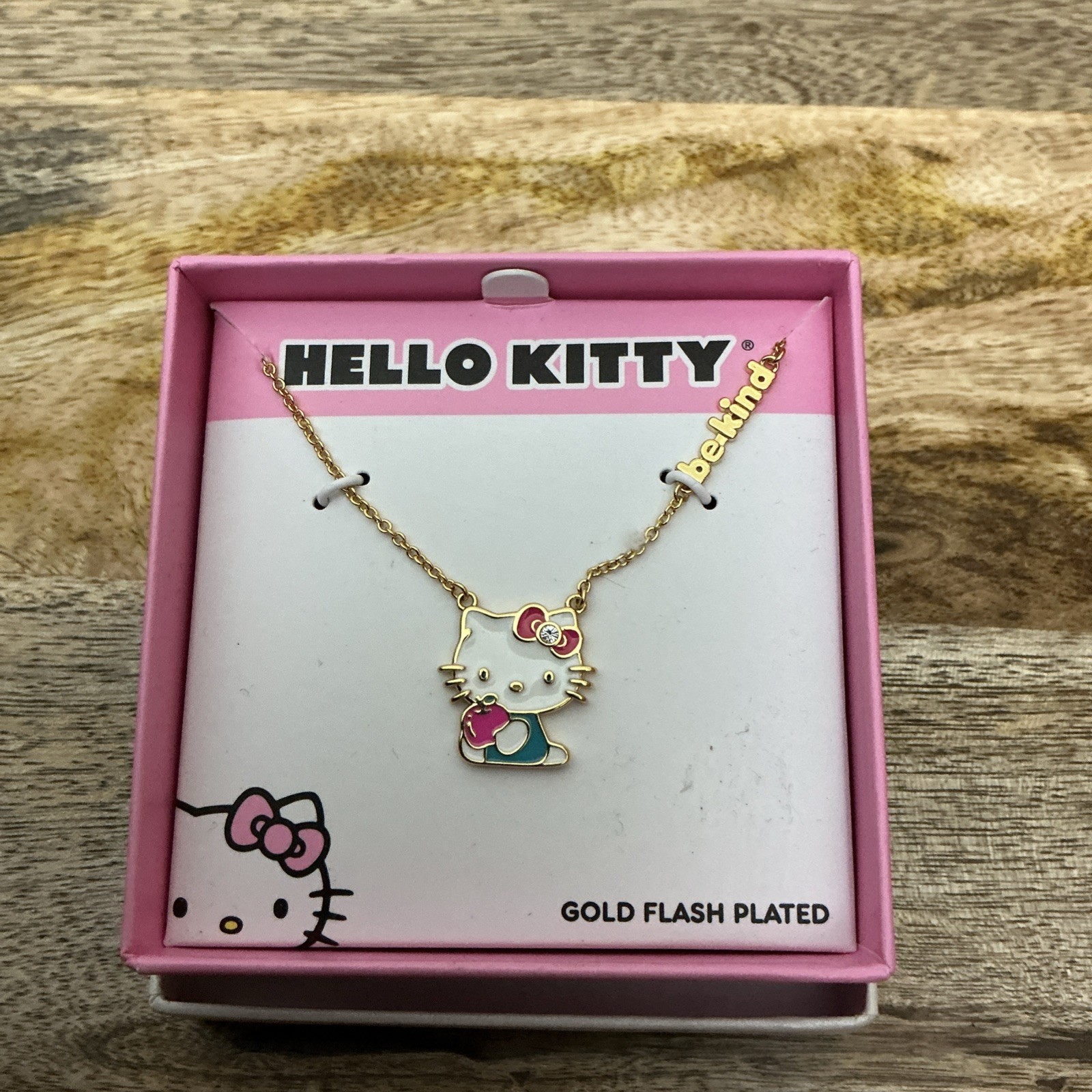 Hello Kitty Fine Gold Flash Plated Be Kind Pendant Necklace NEW