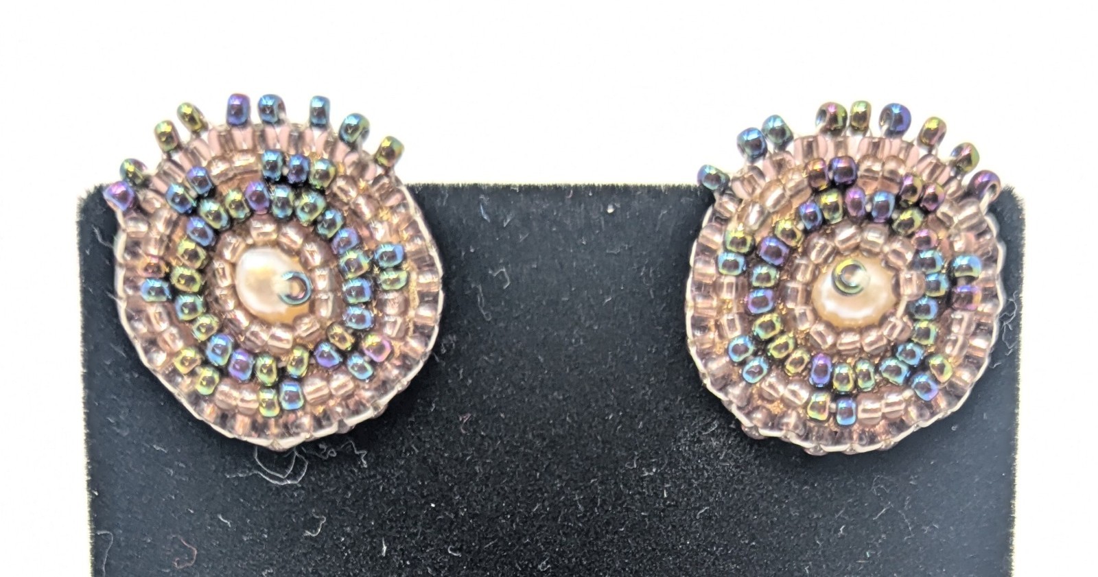 Beaded Earring Posts Womens Multicolor Circular Stud Post